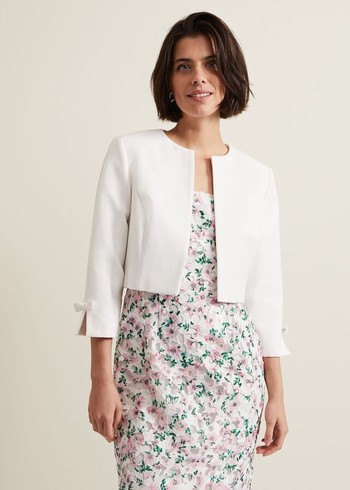 Phase Eight Zoelle Bow Jackets White Australia | YW3952786